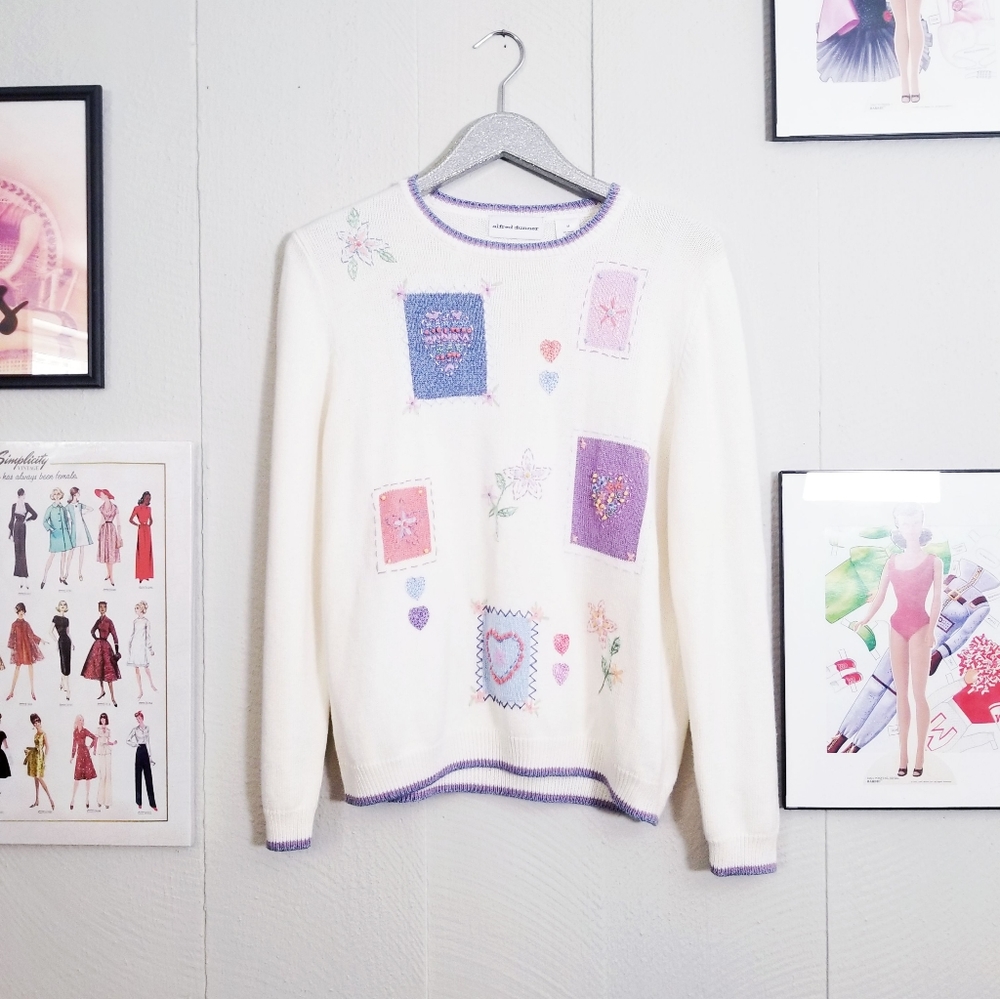Alfred Dunner Patchwork Heart Sweater